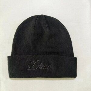 DIME Black Embroidered Knit Hat